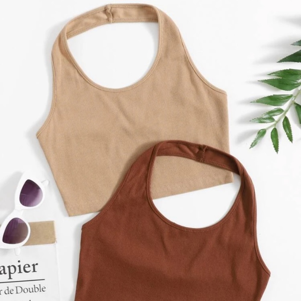 2 Halter Tops, Size Large, Shein